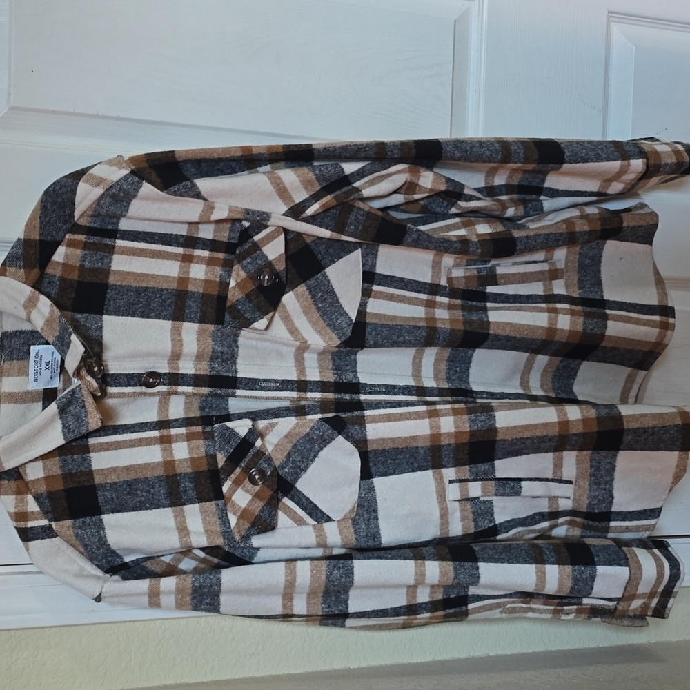 DISTORTION Men's Long Sleeve Flannel Plaid Button Up Shirt Pockets NWT -Size XXL